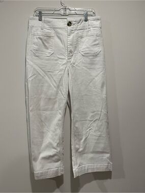 Pilcro White Cropped Straight-Leg Jeans with Patch Pockets